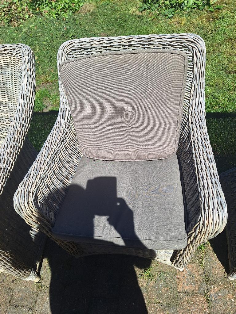 5 Luxe Apple Bee Vlechtwerk Tuinstoelen (Lichtgrijs), Tuin en Terras, Overige Tuin en Terras, Ophalen, Zo goed als nieuw