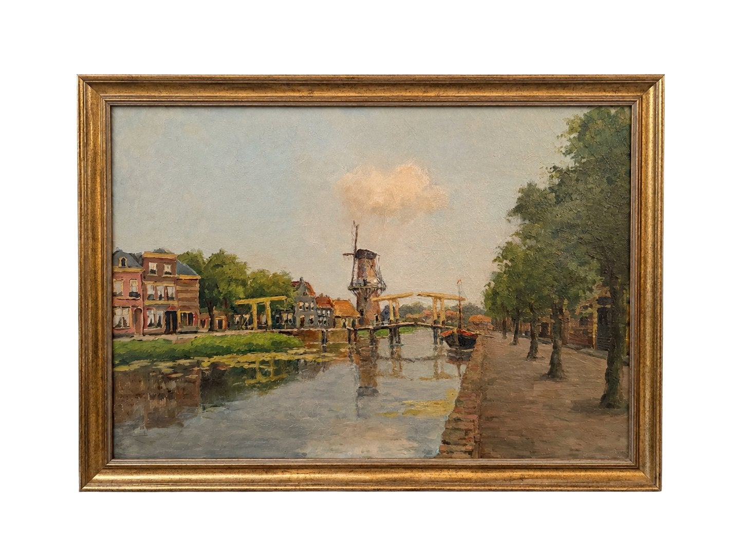 Jan van Dam (1857-1927) - Vue sur le Herengracht Leiden, Enlèvement ou Envoi, Peinture à l'huile, Toile