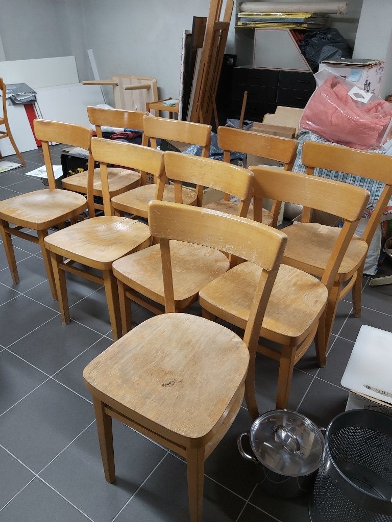 houten stoelen ca. 15 stuks, Ophalen, Gebruikt, Hout