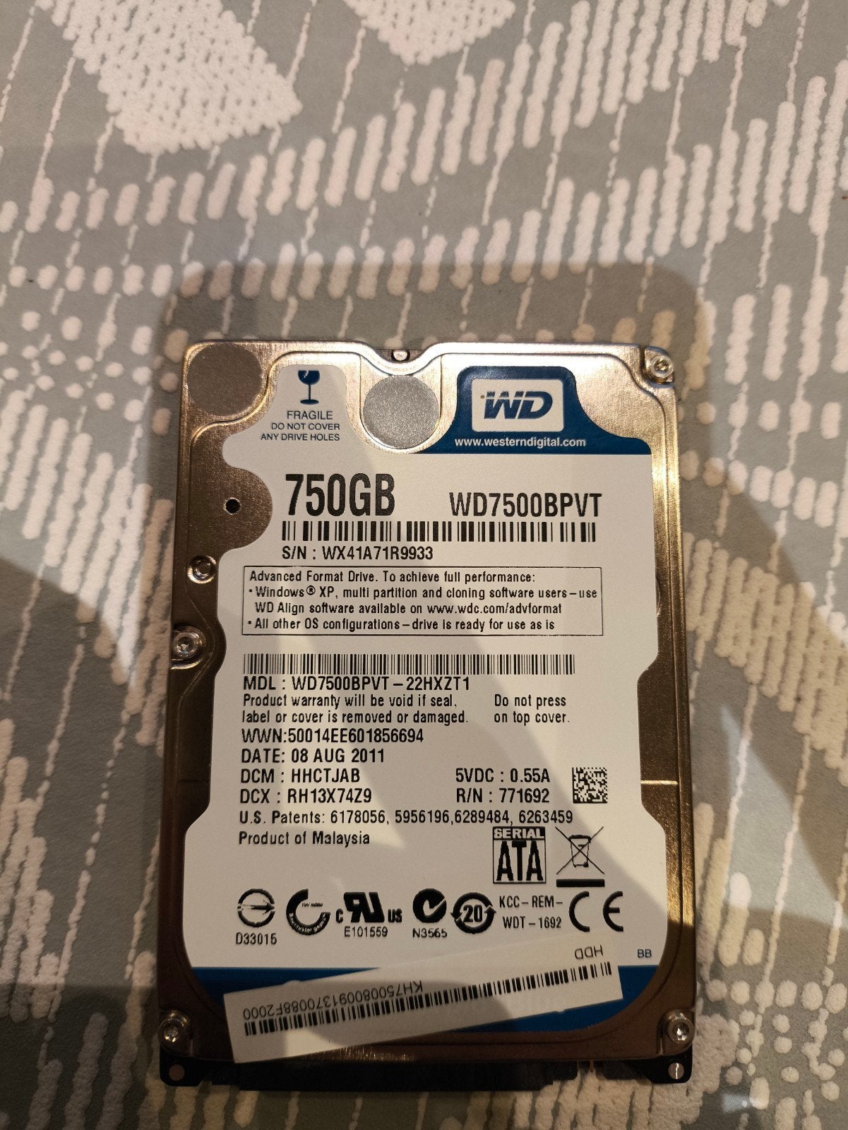 2.5" hdd 750gb, Informatique & Logiciels, Disques durs, Enlèvement, Laptop, HDD