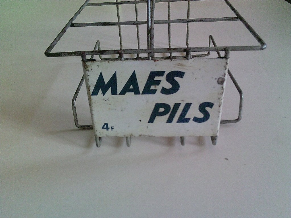 Oud metalen mandje voor 6 flesjes Maes Pils, Ophalen of Verzenden