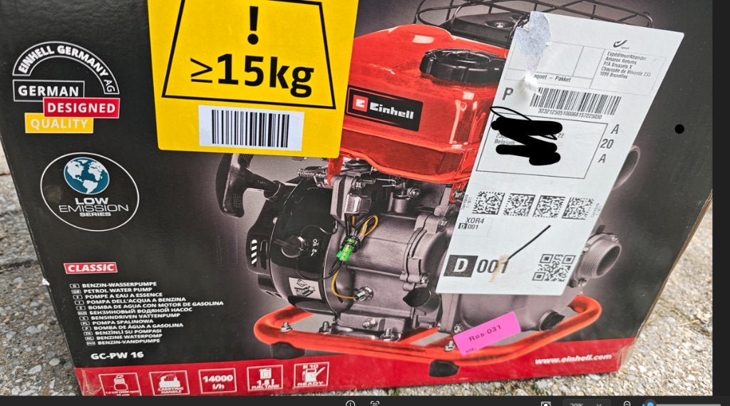 Einhell GC-PW 16 benzinewaterpomp, Ophalen, Zo goed als nieuw