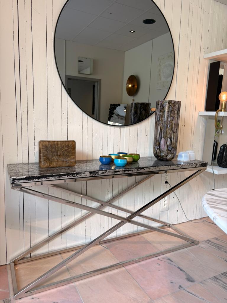 TABLE CONSOLE/TABLE D'APPOINT — Epoxy noir-argent, Maison & Meubles, Tables | Dessertes, Neuf, 75 cm ou plus, 150 à 200 cm, Rectangulaire