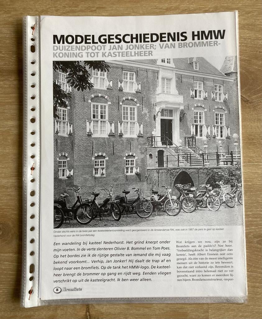 Map met documentatie Modelgeschiedenis HMW Bromfietsen, Fietsen en Brommers, Verzenden, Zo goed als nieuw