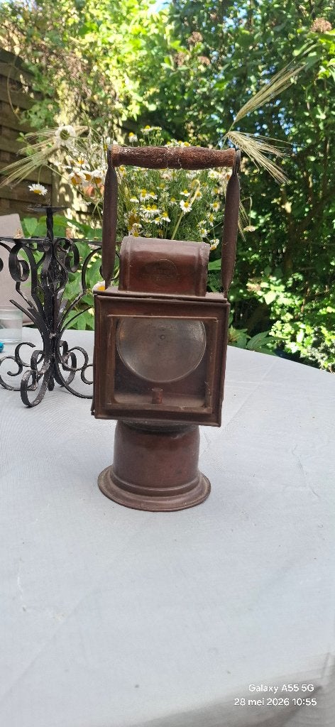 Antieke koperen spoorweg lamp, Ophalen of Verzenden