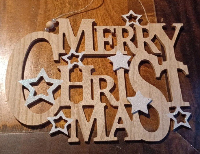 Superbe pendentif de Noël, Joyeux Noël (bois), Enlèvement ou Envoi