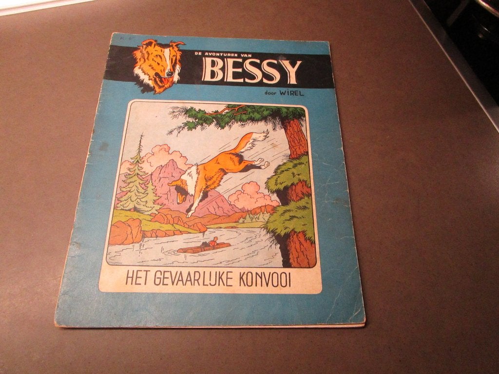 Bessy - Het gevaarlijke konvooi - 1e druk - 1955, Gelezen, Wirel, Eén stripboek, Ophalen of Verzenden