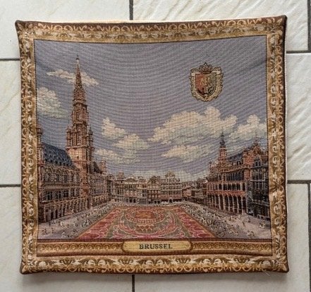 Taie d'oreiller tissée « Grand Place Brussels » Goblens Art, Coussin décoratif, Housse amovible, Enlèvement, Autres marques