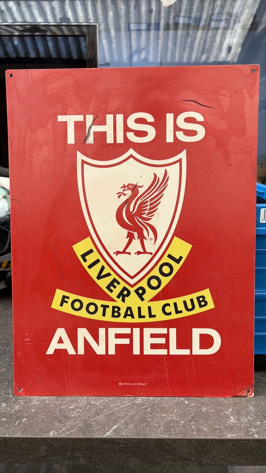 Metalen bord - FC Liverpool, Verzamelen, Ophalen, Gebruikt, Reclamebord