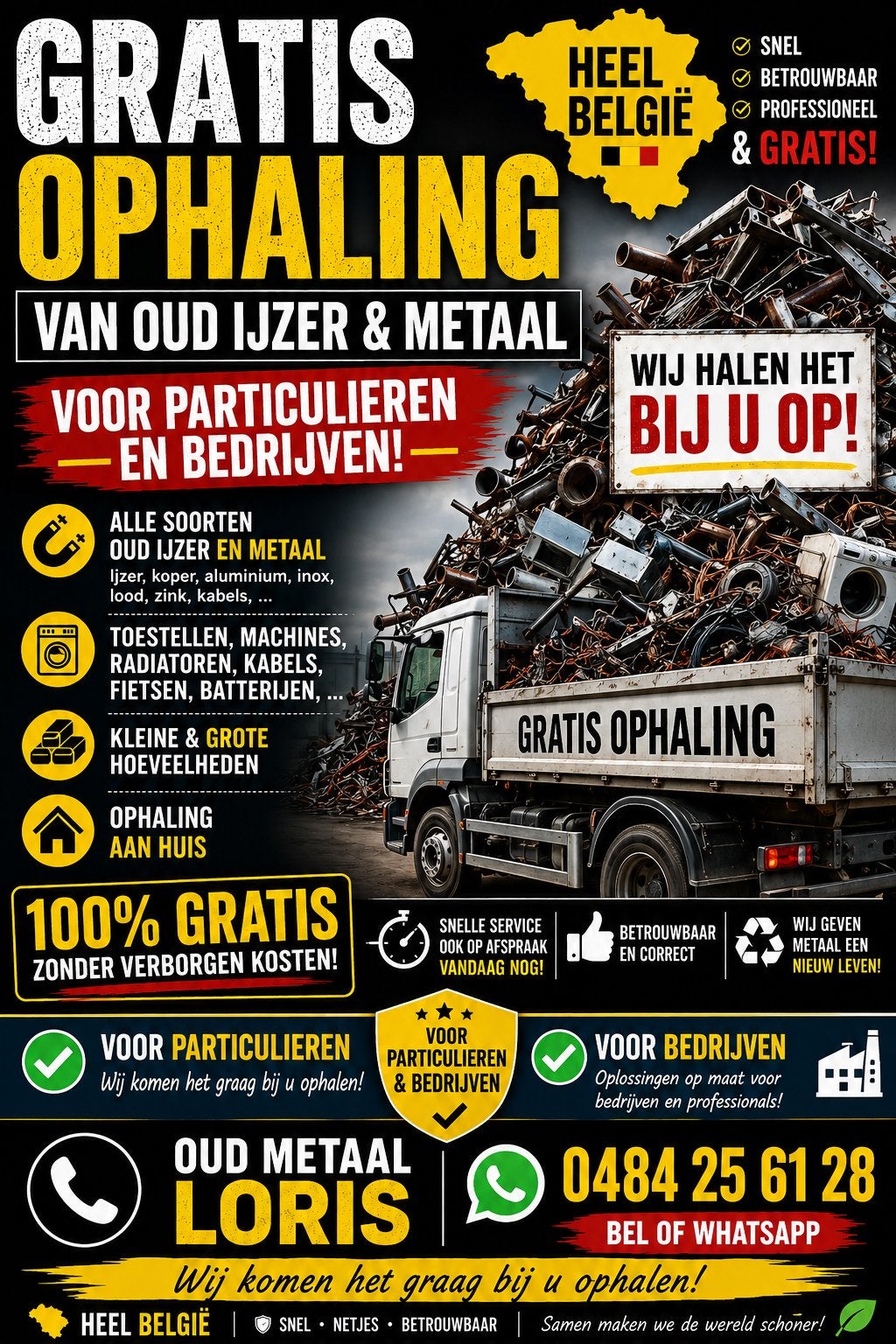 ophaling van oud ijzer en alle soorten metaal, Doe-het-zelf en Bouw, Ophalen, Gebruikt, IJzer