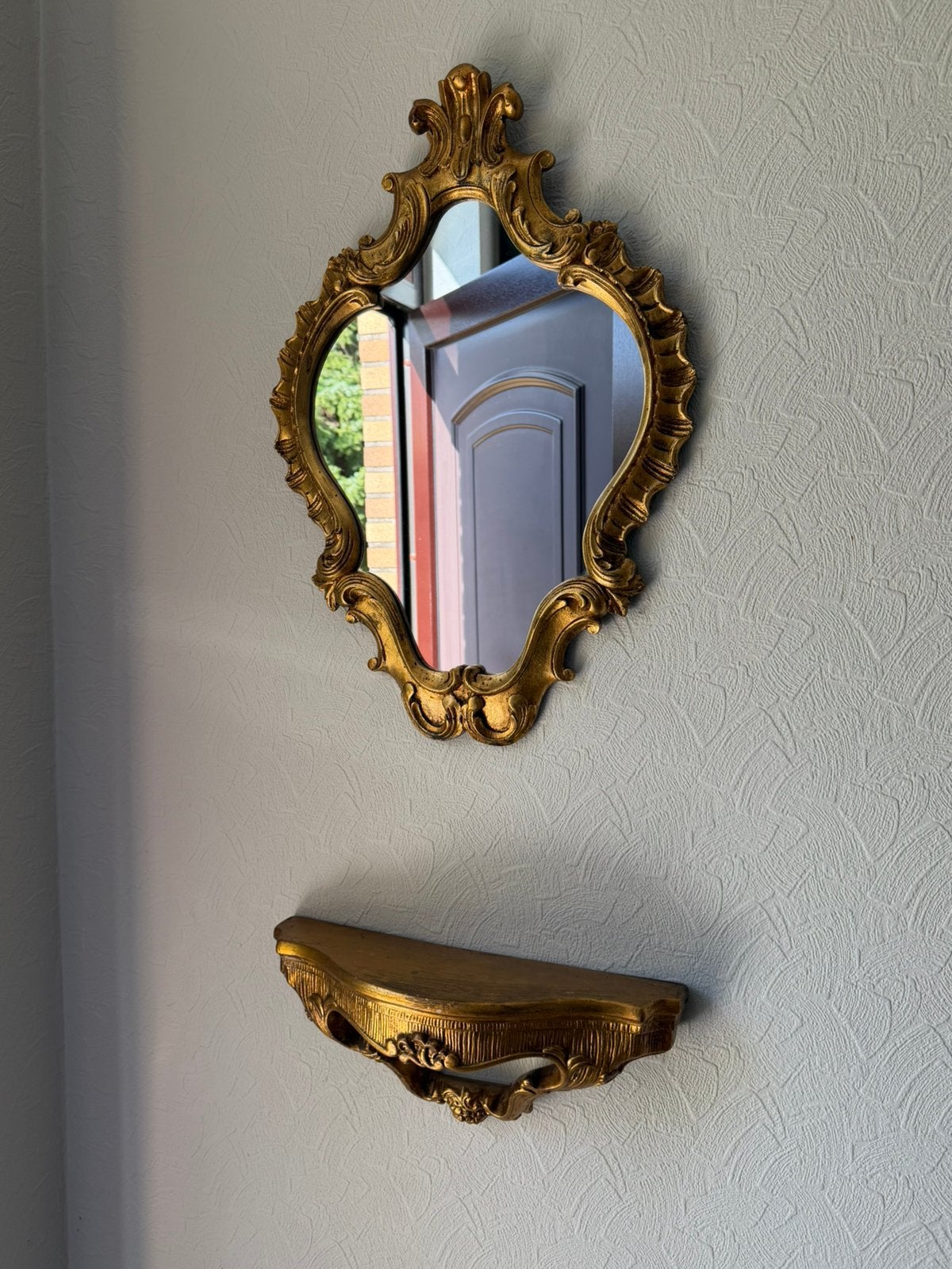 Vintage barok/rococo spiegel met wandcole., Ophalen
