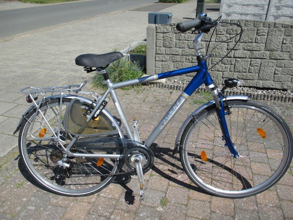 herenfiets bikkel,frame56, 7vitesse,allu-kader,voorvering., Velgrem, Versnellingen, Zo goed als nieuw, 53 tot 57 cm