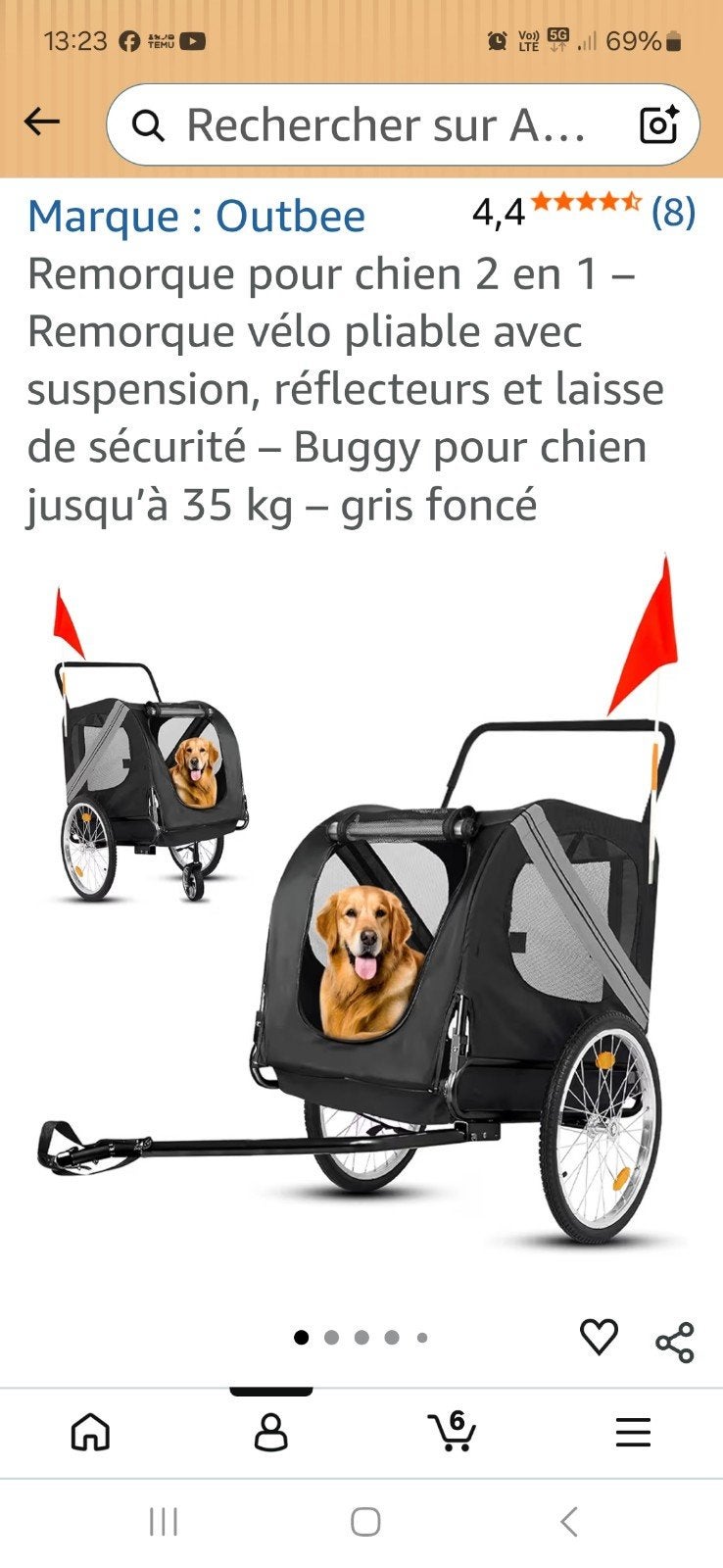 Remorque pour chien, Vélos & Vélomoteurs, Accessoires vélo | Remorques, Enlèvement ou Envoi, Remorque pour chien