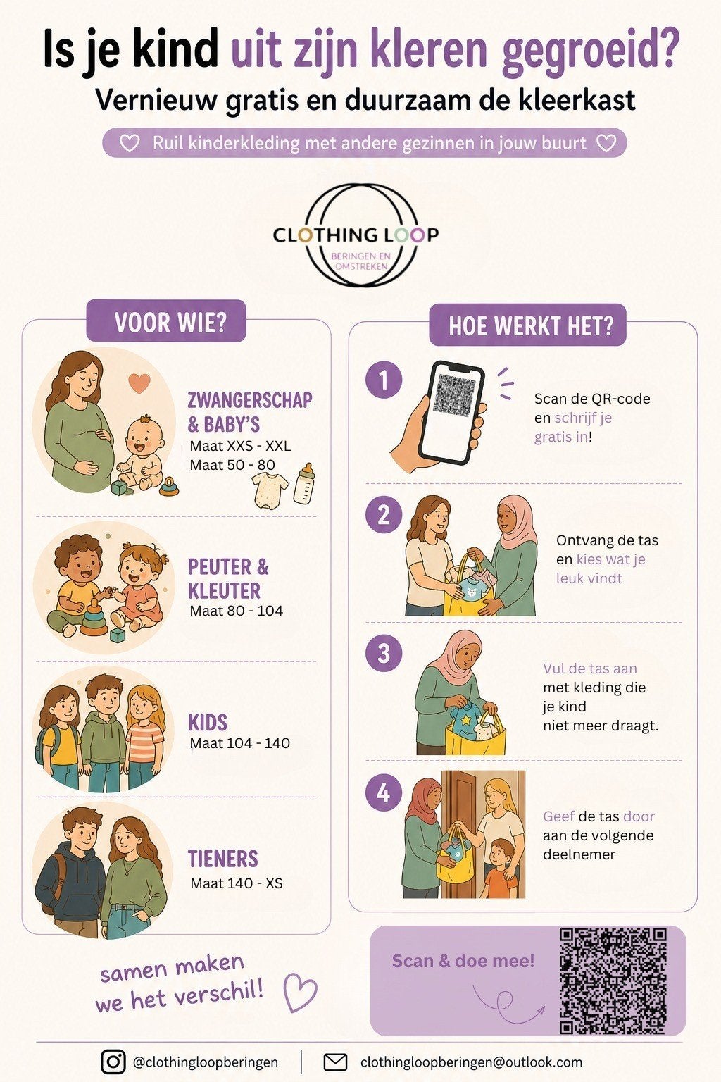 Gratis kinderkleding ruilen in Beringen en omstreken, Ophalen