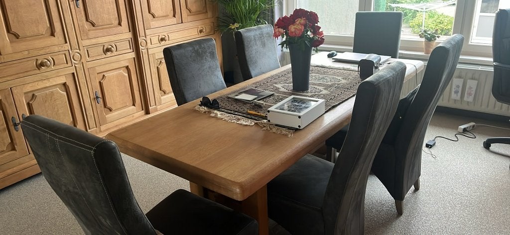 Eiken eetplaats, Ophalen, 250 tot 300 cm, Eikenhout, Met lade(s)