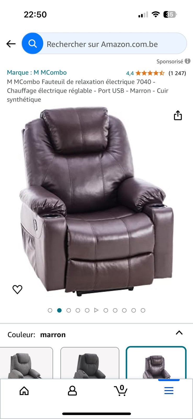 Fauteuil relaxe électrique, Enlèvement ou Envoi, Comme neuf, Cuir