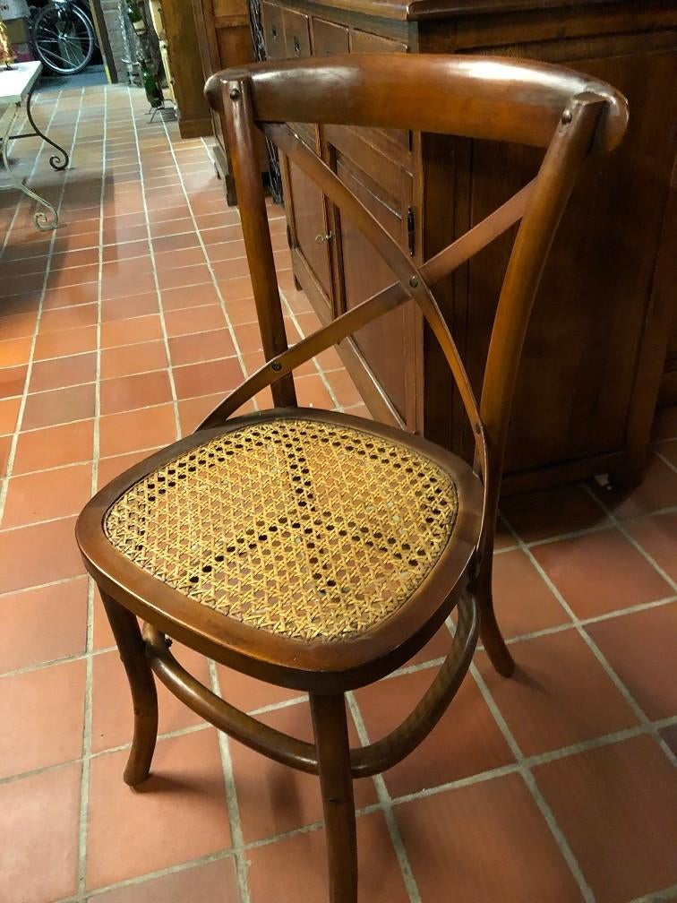 8 nieuwe stoelen Eichholtz Crossed eiken met rieten zitting, Huis en Inrichting, Ophalen, Zo goed als nieuw, Bruin, Overige typen