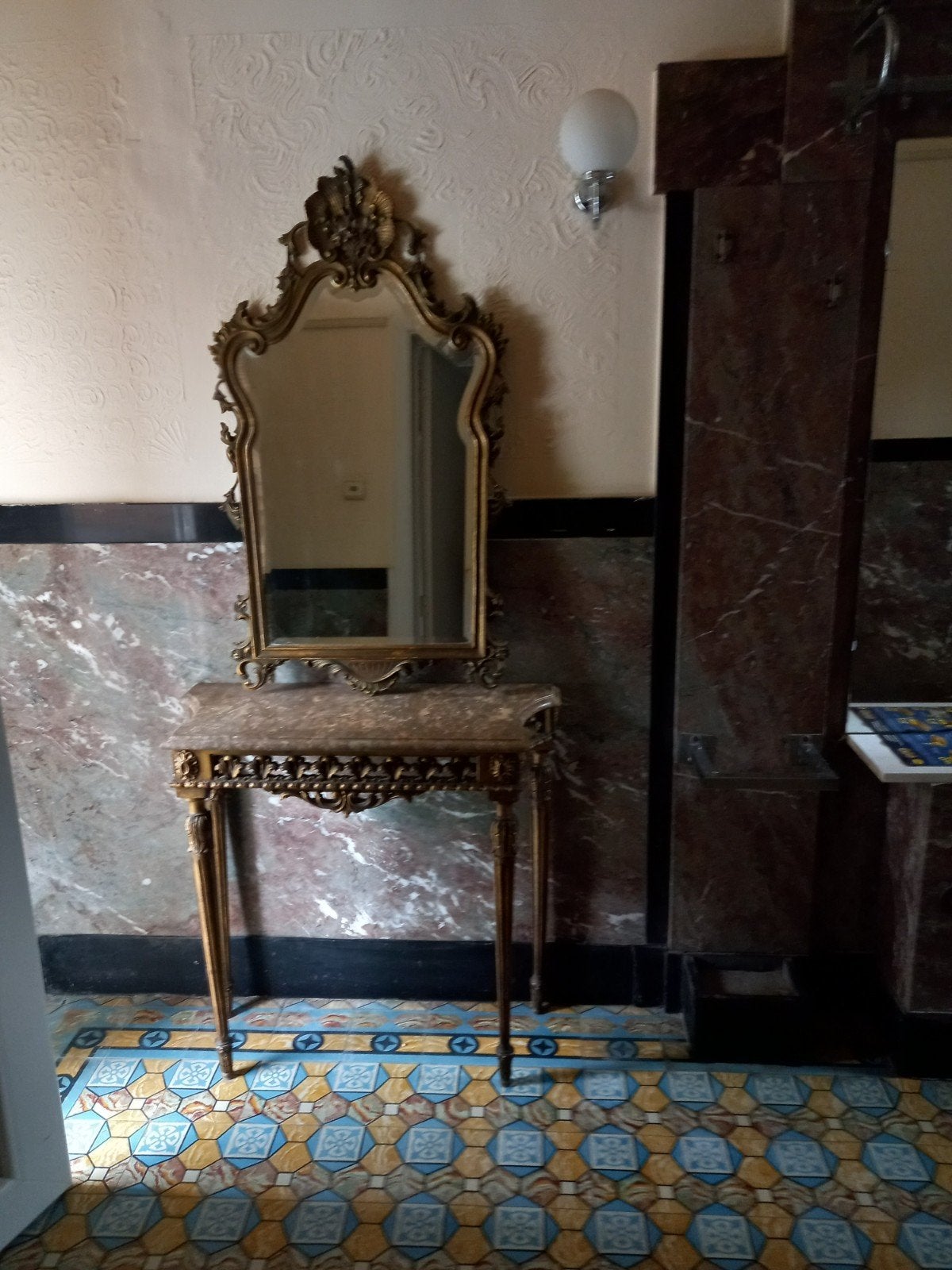 Antiek Franse muurconsole met spiegel, Antiek en Kunst, Ophalen