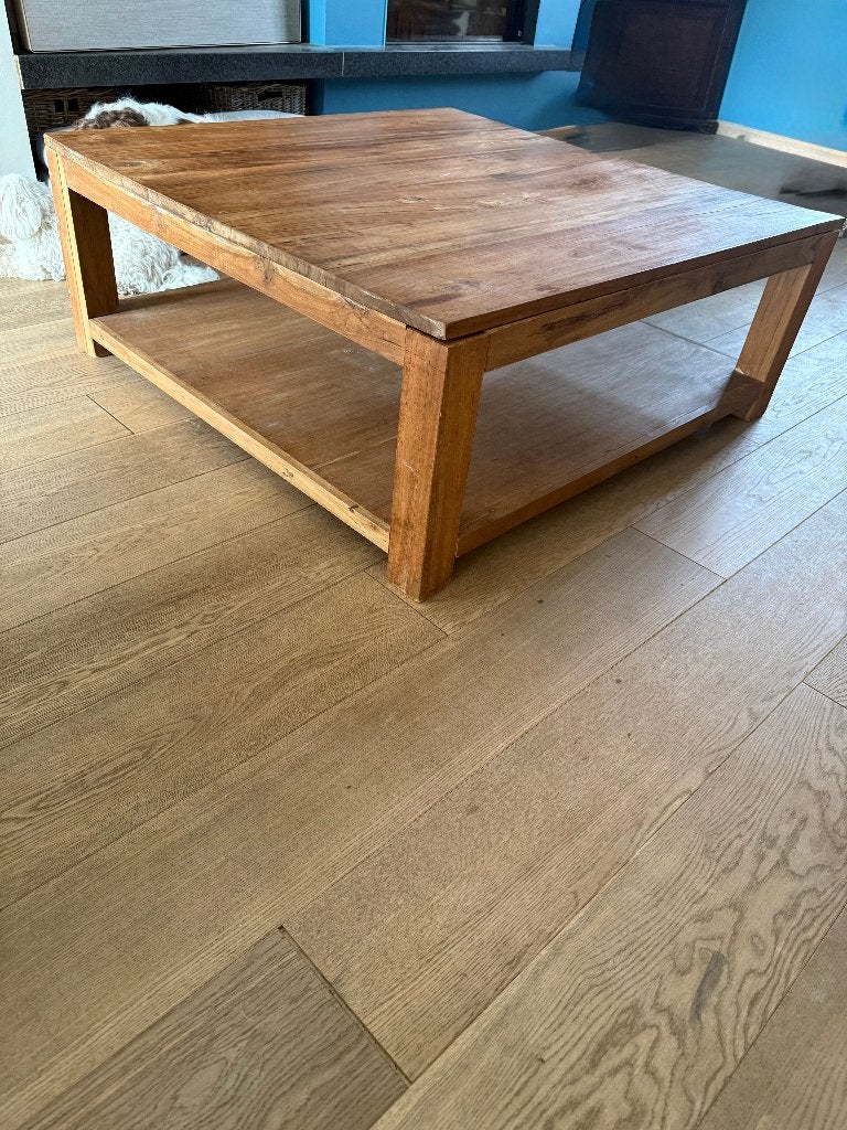 table basse en teck, Maison & Meubles, Teck, 100 à 150 cm, Carré, Enlèvement