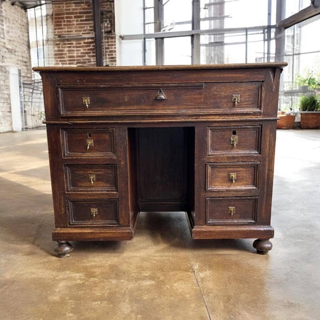 Vintage bureau / Antieke massief bureau met lades, Vintage, Ophalen, Met lades