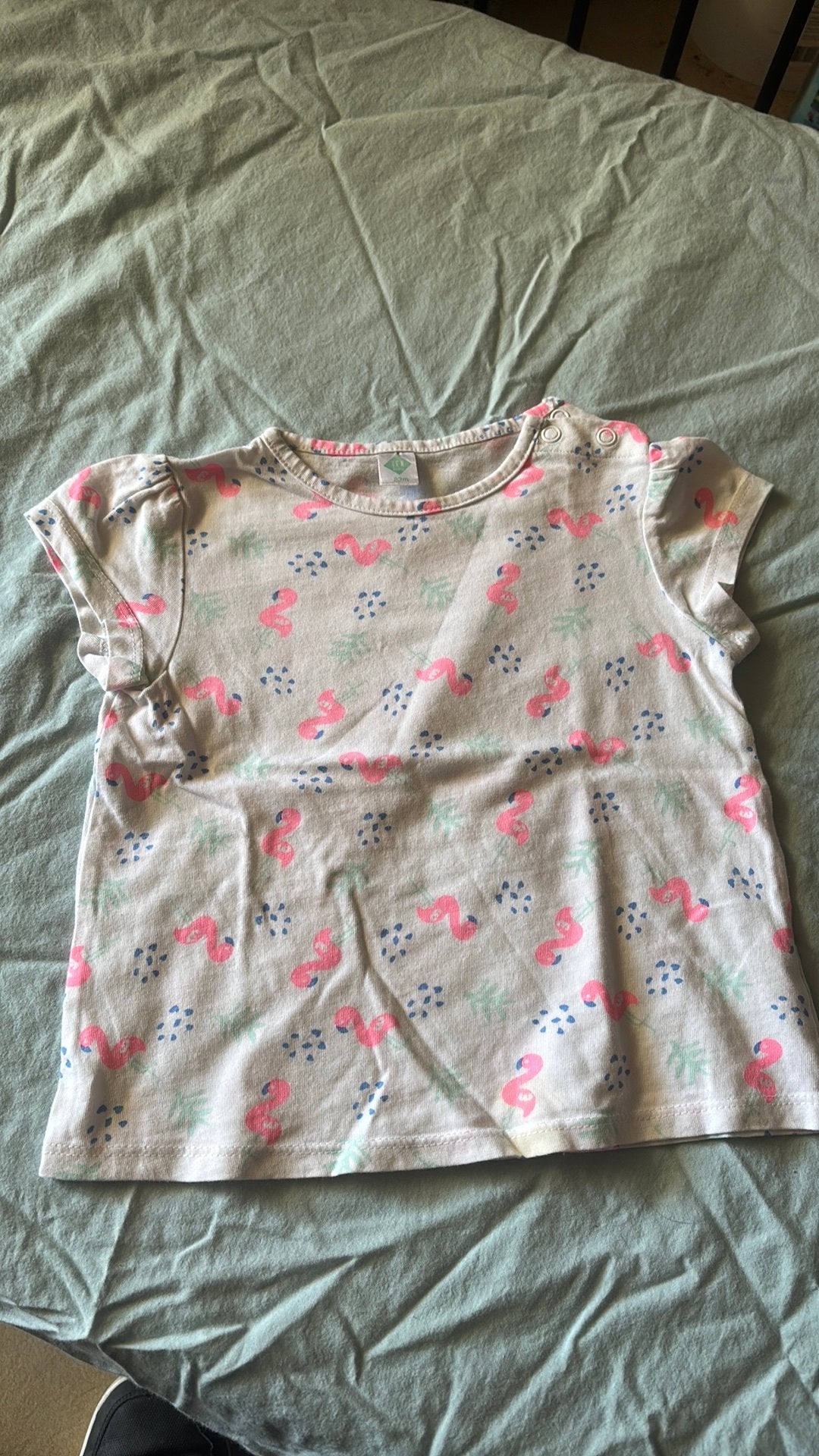 Mooi t-shirt met flamingo’s., Kinderen en Baby's, Babykleding | Maat 86, Ophalen of Verzenden, Gebruikt, Meisje, Shirtje of Longsleeve