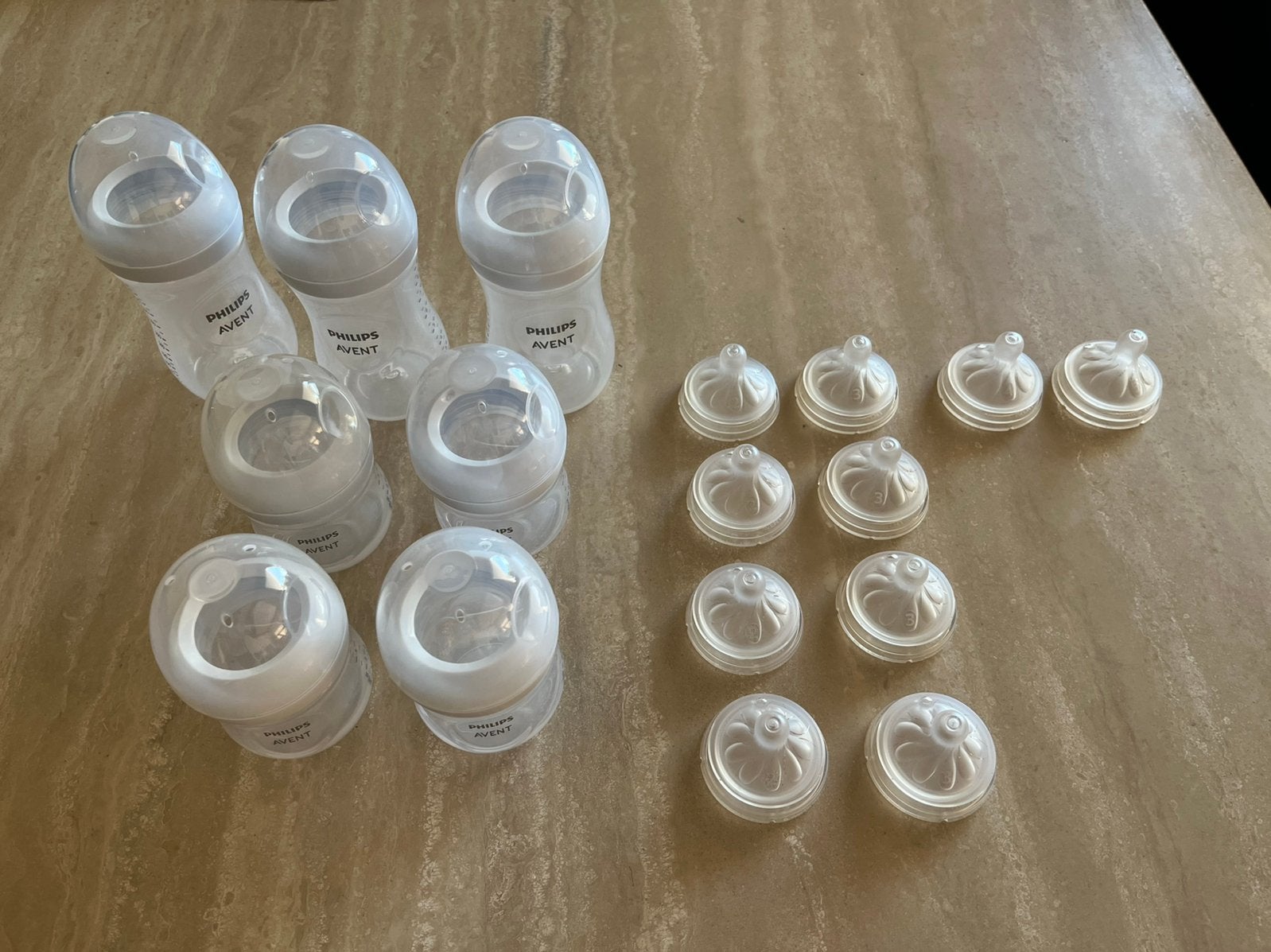 Philips Avent Natural Response set – 7 flessen + 10 spenen, Ophalen of Verzenden, Zo goed als nieuw, Speen, Philips Avent