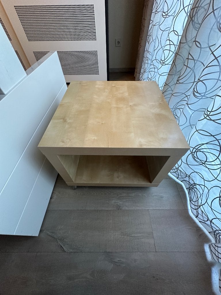 Salontafel op wieltjes – licht hout – 55  55  45 cm, 50 à 100 cm, Carré, Enlèvement, Utilisé