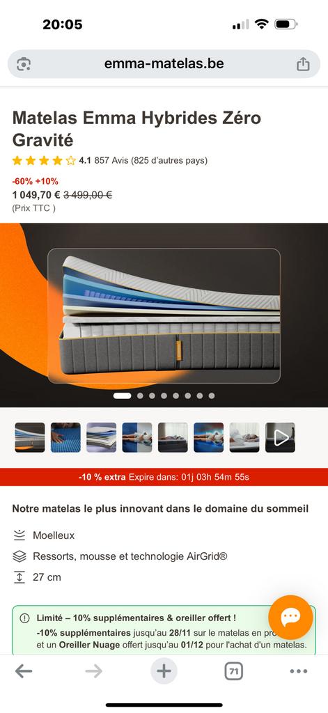 Emma-matras, Huis en Inrichting, Ophalen, Zo goed als nieuw, Matras, 180 cm