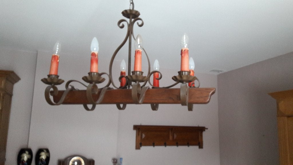 Lustre en chêne et fer forgé, Ophalen, Gebruikt