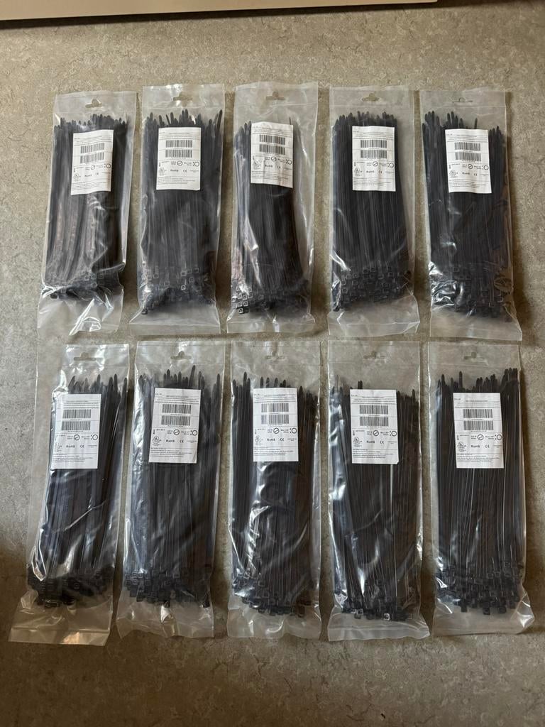 10x 100 nieuwe zakken kabelbinders, Vêtements | Hommes, Chaussettes & Bas, Enlèvement ou Envoi, Comme neuf