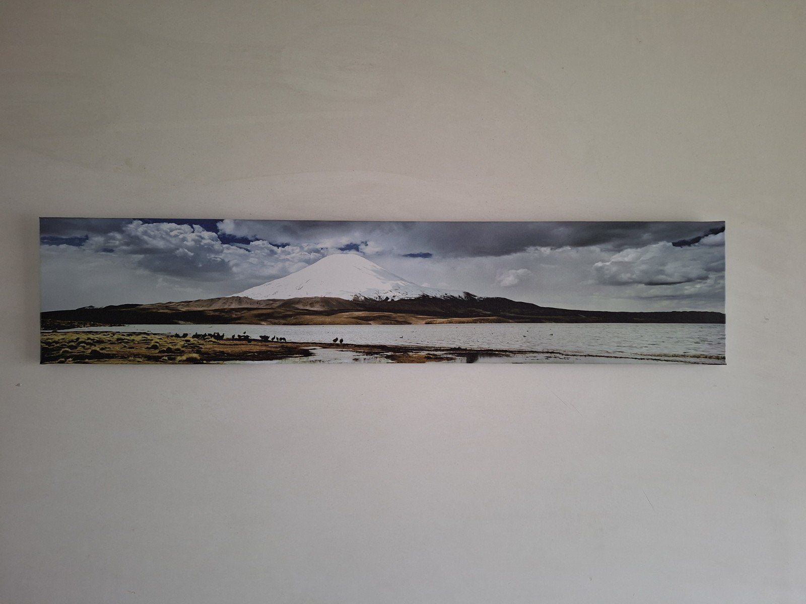 Langwerpige canvas berglandschap, Ophalen