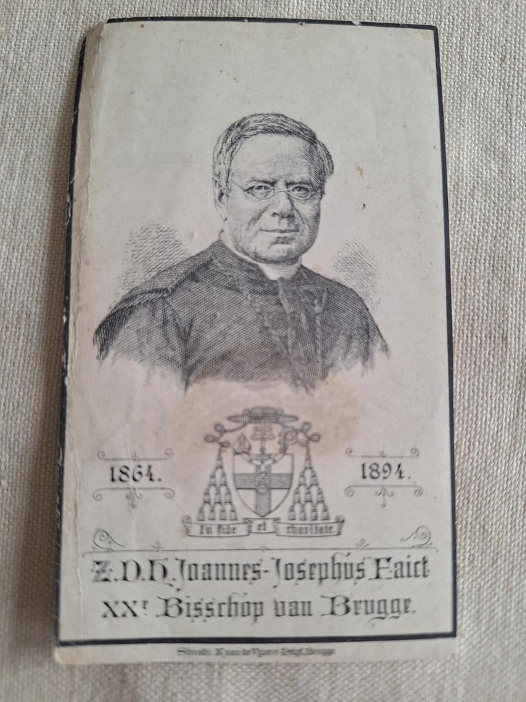 Bidprentje Joannes Josephus Faict XXsten bisschop van Brugge, Verzamelen, Ophalen of Verzenden