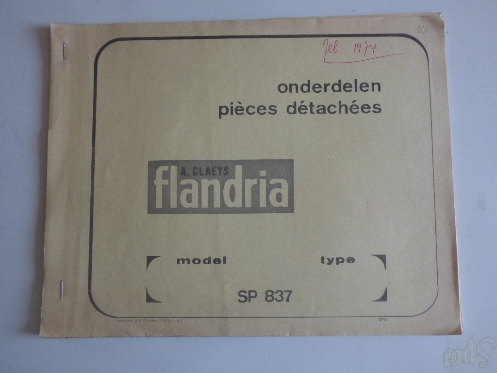 LISTE DES PIÈCES DU FLANDRIA SP 837, Vélos & Vélomoteurs, Enlèvement ou Envoi, Utilisé