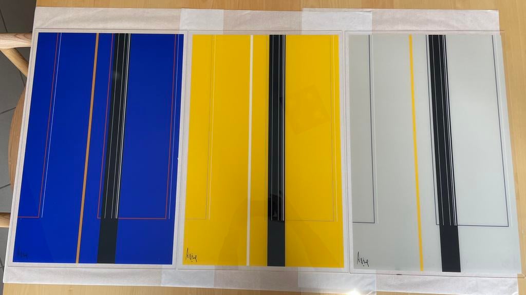 Luc Peire, triptyque de 3 sérigraphies sur plexi, numérotées, Enlèvement