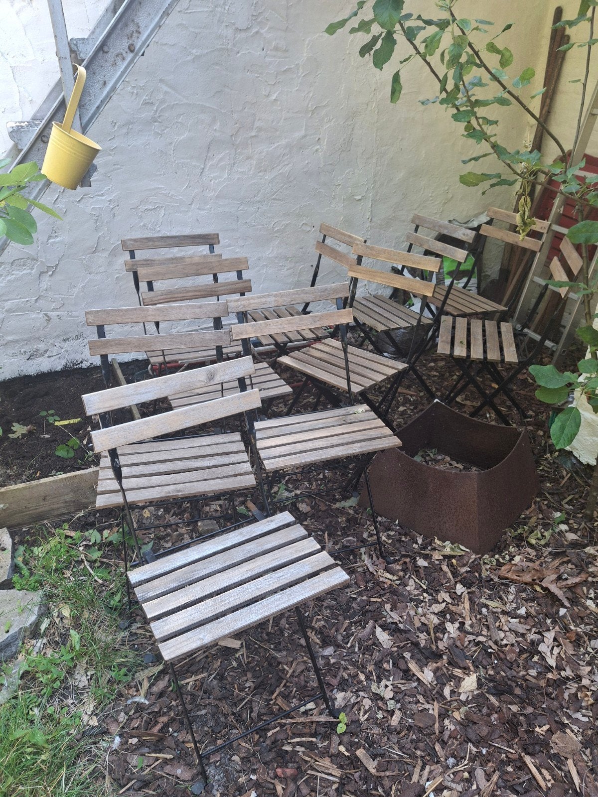 10 tuinstoelen terras bistro stoel hout, Tuin en Terras, Tuinstoelen, Ophalen, Hout