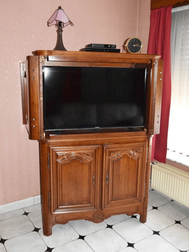 Meuble télévision en merisier massif de style Louis XV, Enlèvement, Comme neuf, Autres essences de bois