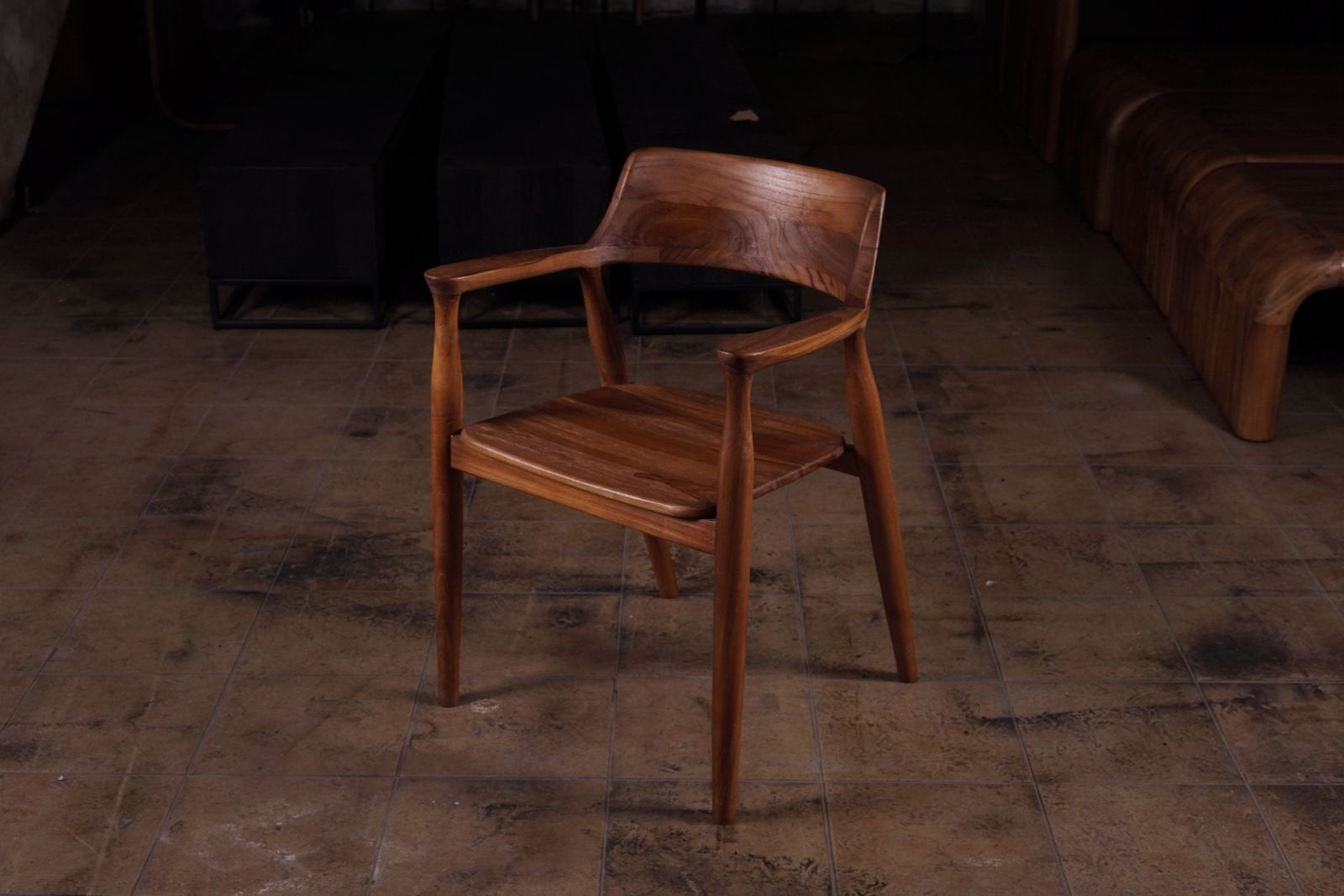 Lichte kleur teak stoel, Ophalen, Zo goed als nieuw, Hout