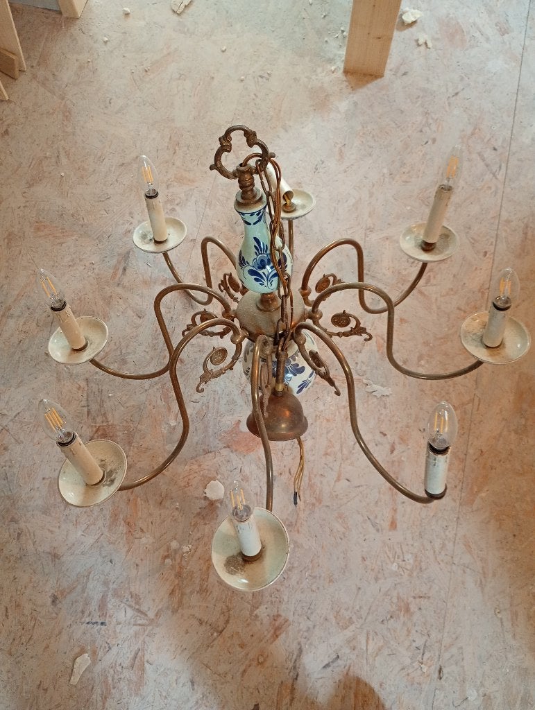 Chandelier bleu de Delft, Antiquités & Art, Enlèvement, Autres matériaux