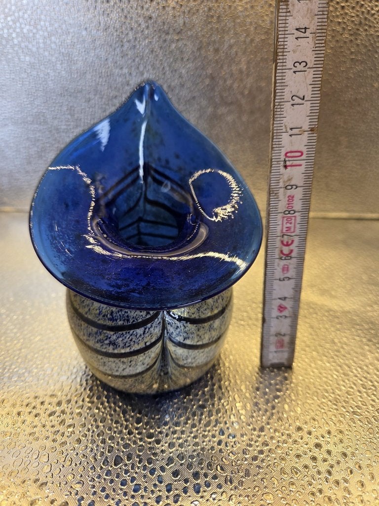 Blauwe kunstglazen vaas – mogelijk Boheems  Jugendstil-stijl, Antiek en Kunst, Ophalen