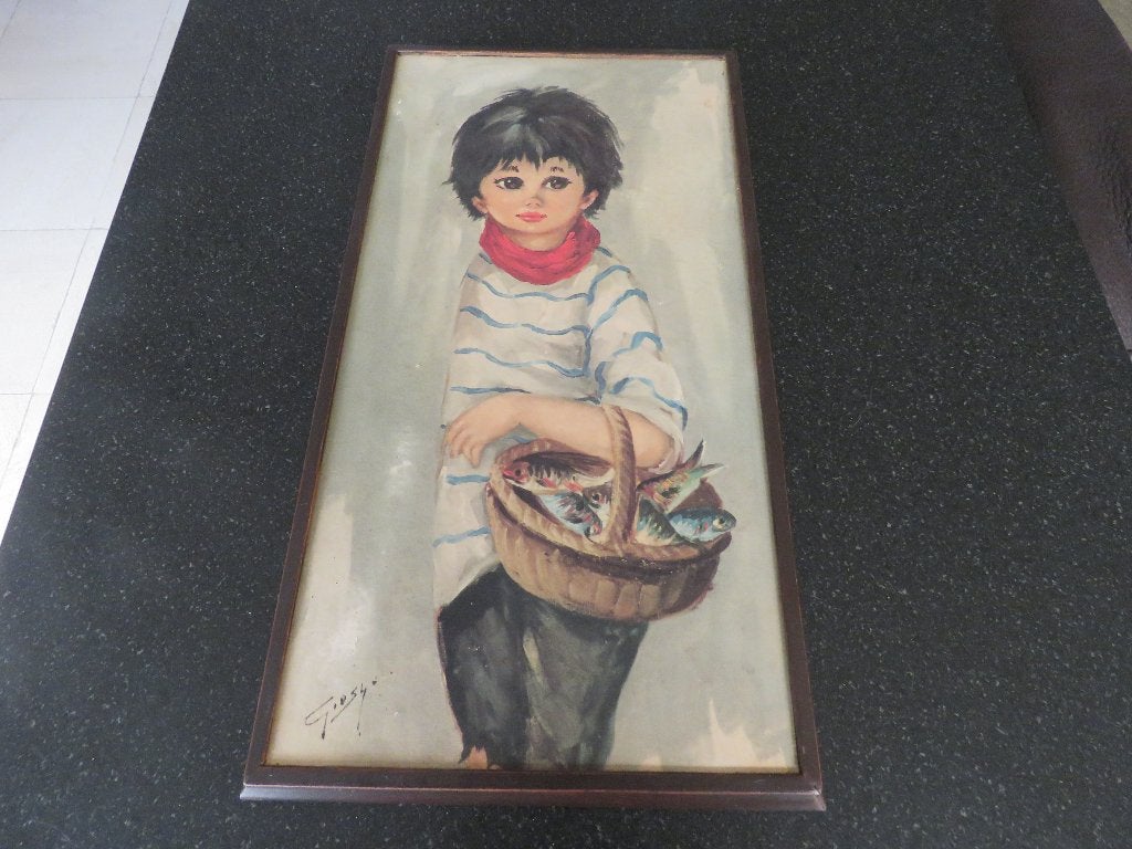 Big Eyes Boy kader Giusy   Poulbot, Ophalen of Verzenden