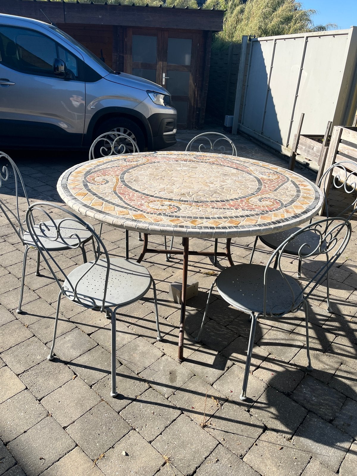 Mozaïektuinset - tafel +6 stoelen, Ophalen, Gebruikt, Tuinset