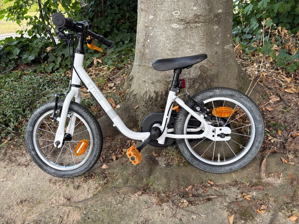 Kinderfiets 14”+zijwieltjes+balanstrainer, Fietsen en Brommers, Ophalen, Zo goed als nieuw, Minder dan 16 inch, Zijwieltjes