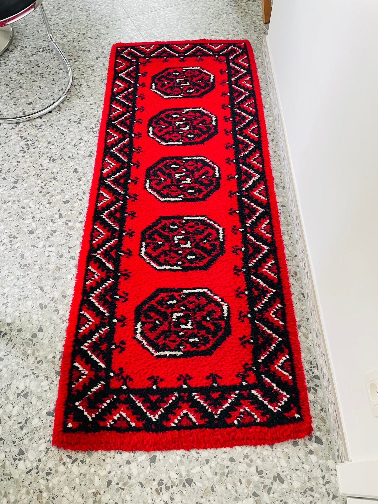 Prachtig handgeknoopt wollen Smyrna tapijt hallloper 180x70, Ophalen of Verzenden, Zo goed als nieuw