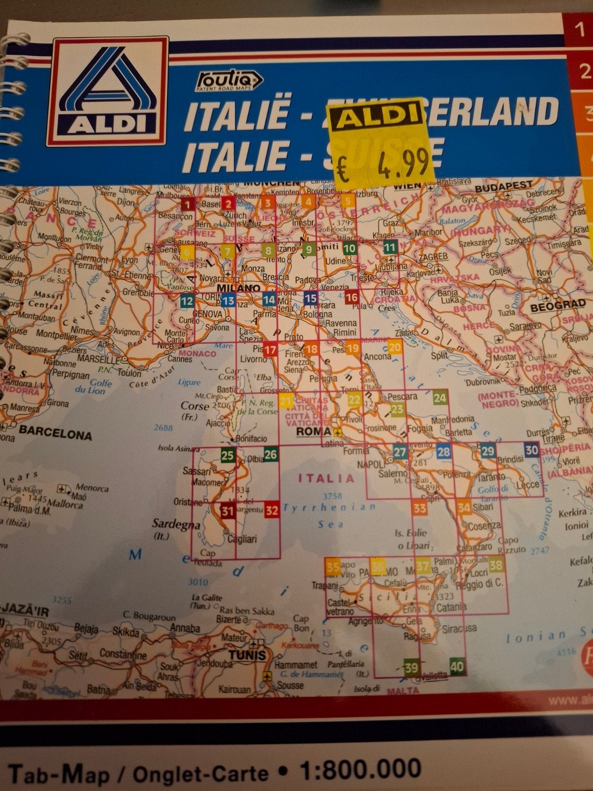 kaart atlas Italië Zwitserland nieuw, Ophalen of Verzenden, Zo goed als nieuw, Italië, Landkaart
