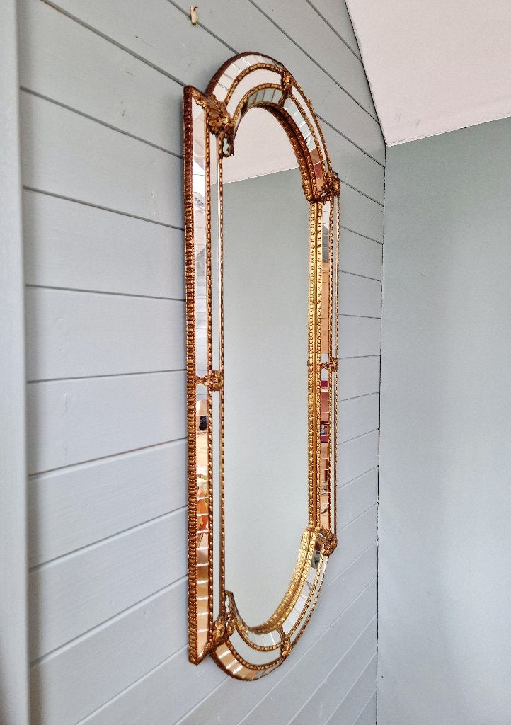 Grand miroir de style Hollywood Regency, Espagne, 1970-80, Enlèvement, Moins de 50 cm, Moins de 100 cm