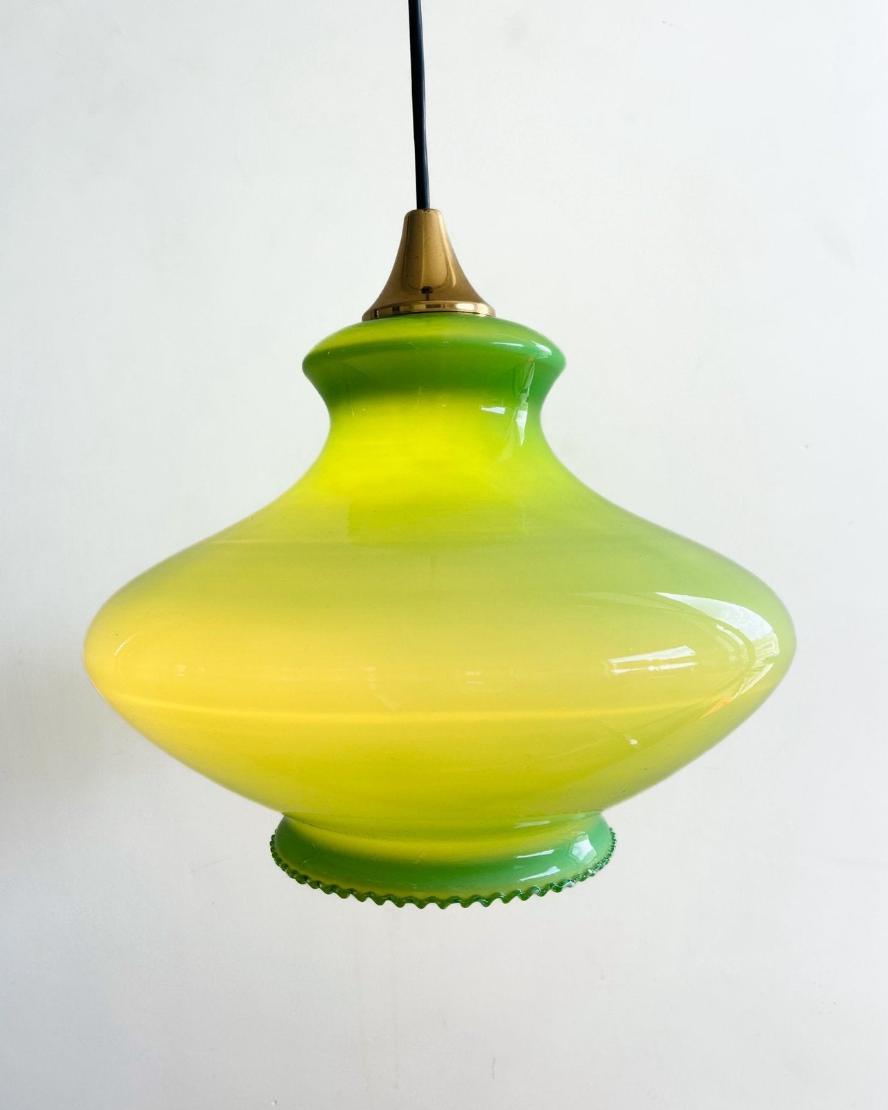 Vintage opaline groene hanglamp, Ophalen, Zo goed als nieuw