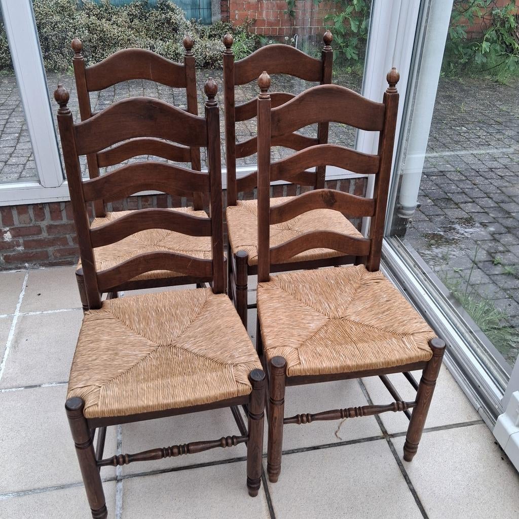 4 stoelen met rieten zitting., Huis en Inrichting, Stoelen, Ophalen