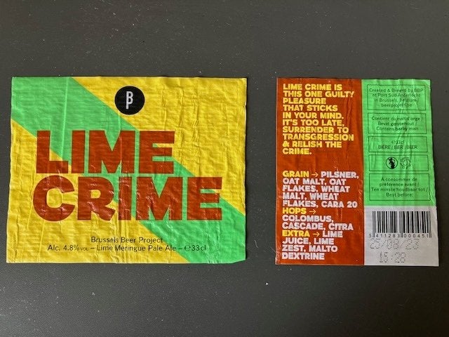 bieretiket,brussels beer project,Lime Crime,, Verzenden, Gebruikt