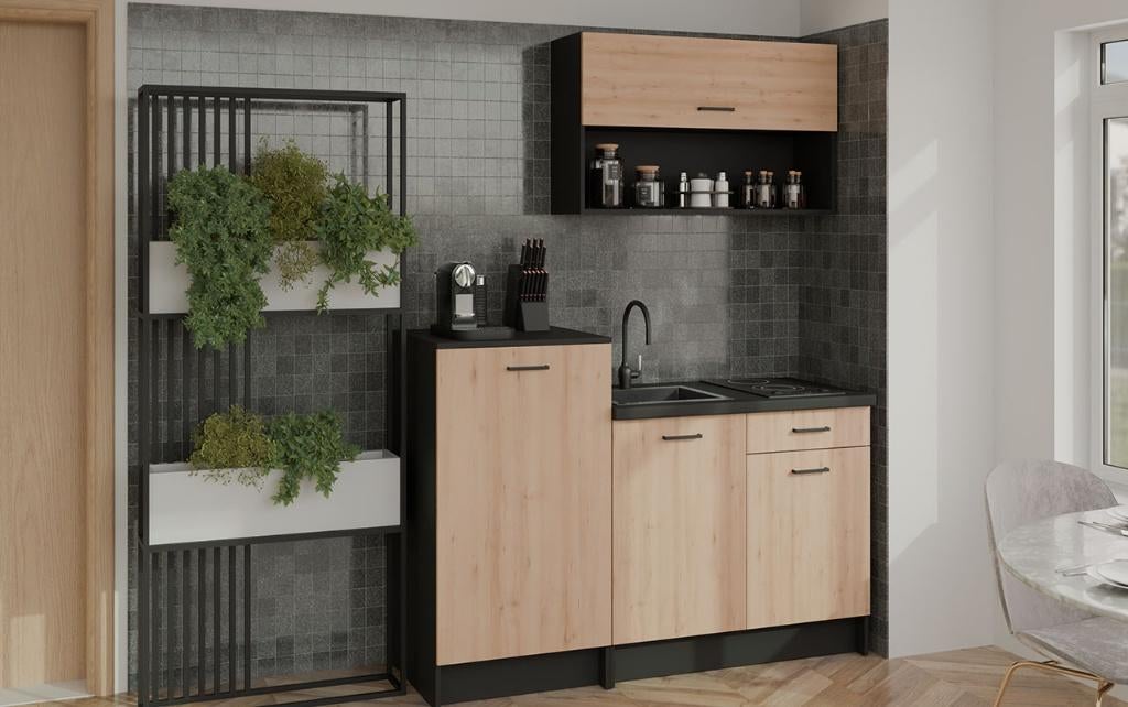 keuken nieuw 160 cm met veel opties, Huis en Inrichting, Keuken | Complete keukens, Staal of Inox, Zwart, Nieuw, Enkelwandige keuken