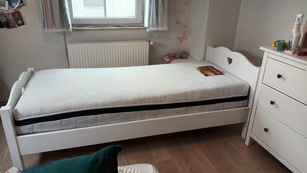 1 persoonsbed + matras + lattenbodem, 90 cm, Une personne, Enlèvement, Utilisé